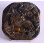 A CHINESE JADE SEAL. 4.5 cm square.