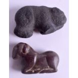 TWO CENTRAL ASIAN STONE IDOLS. 7 cm x 4.5 cm. (2)