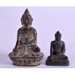 TWO JAPANESE BRONZE BUDDHA. 7 cm & 4 cm high. (2)