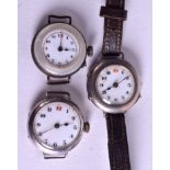 THREE SMALL SILVER WATCHES. (3)