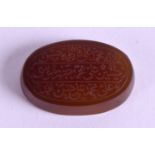 A FINE MIDDLE EASTERN CALLIGRAPHY AGATE SEAL. 2.75 cm x 2 cm.