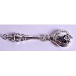 A SILVER RATTLE. 9.5 cm long.