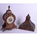 A BOULLE BRACKET CLOCK on bracket. Clock 37 cm x 20 cm.