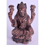 AN INDIAN COPPER BRONZE BUDDHA. 6 cm x 4 cm.