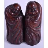 A CHINESE HARDWOOD DOUBLE CARVED BUDDHA. 23 cm x 17 cm.