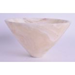 A MIDDLE EASTERN CARVED MARBLE ALABASTER CONICAL BOWL. 10 cm x 18 cm.