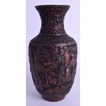 AN ANTIQUE CHINESE CINNABAR LACQUER VASE. 23 cm high.