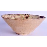 A MIDDLE EASTERN KASHAN POTTERY BOWL. 22.5 cm wide.