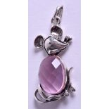 A SILVER MOUSE PENDANT. 3.5 cm high.