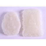 TWO CHINESE WHITE HARDSTONE PLAQUES. Largest 4.5 cm x 6 cm. (2)