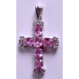 A SILVER CROSS PENDANT. 5 cm x 3 cm.