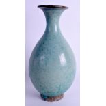 A CHINESE ROBINS EGG POTTERY VASE. 25.5 cm high.