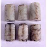 SIX CHINESE QING DYNASTY JADE TOGGLES. (6)