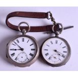 TWO ANTIQUE SILVER POCKET WATCHES. 4.75 cm wide. (2)