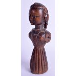 A CHARMING 18TH CENTURY TREEN FRUITWOOD FIGURE OF A FEMALE possibly a tobacco presser. 22 cm high.