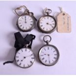 FOUR ANTIQUE SILVER POCKET WATCHES. (4)