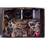 A BOX OF COSTUME JEWELLERY. (qty)