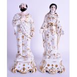 A PAIR OF 19TH CENTURY FRENCH PARIS PORCELAIN FIGURES possibly Jacob Petit. 24 cm high.