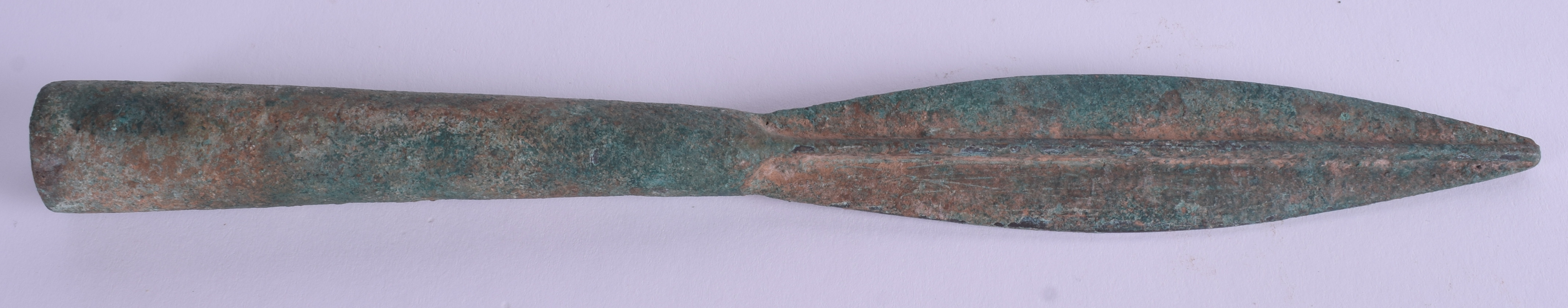A MIDDLE EASTERN RAJASTHAN BRONZE SPEAR HEAD. 22 cm long.