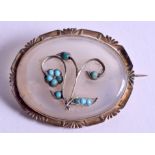 AN ANTIQUE AGATE AND TURQUOISE BROOCH. 4.25 cm wide.