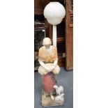 A RARE CONTINENTAL ART NOUEAU MARBLE FIGURE OF A GIRL in the form of a lamp. 91 cm high.