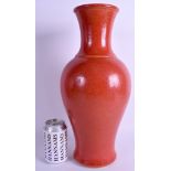 A LARGE CHINESE ORANGE BALUSTER VASE bearing Kangxi marks to base. 41 cm high.