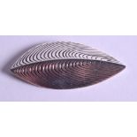 A STYLISH DANISH EIGIL JENSEN SILVER LEAF BROOCH. 7.5 cm x 3.25 cm.