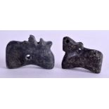 A PAIR OF CENTRAL ASIAN STONE IDOLS. 5.75 cm wide. (2)