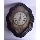 A LARGE CONTINENTAL EBONISED PAINTED DIAL WALL CLOCK. 49 cm x 55 cm.
