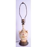 AN ANTIQUE ROYAL WORCESTER VASE converted to a lamp. Vase 28 cm high.