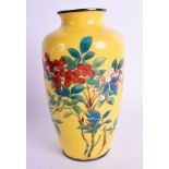 A JAPANESE TAISHO PERIOD CLOISONNE ENAMEL VASE. 19 cm high.