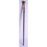 A VICTORIAN NIGHTWATCHMAN CANE OR WALKING STICK, formed with a heavy spherical terminal. 84 cm.
