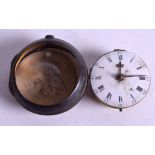 A GEORGE III LONDON VERGE POCKET WATCH with bulls eye glass. 4.75 cm wide.