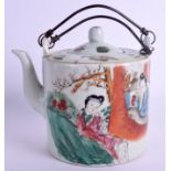A CHINESE FAMILLE ROSE TEAPOT AND COVER. 15 cm wide.