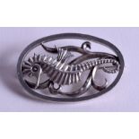 AN ENGLISH SILVER GEOFFREY BELLAMY SILVER BROOCH designed for Ivan Tarratt. 4.25 cm x 2.25 cm.