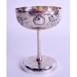 A 19TH CENTURY CHINESE EXPORT SILVER GOBLET by Woshing, decorated with dragons. 152 grams. 12.5 cm