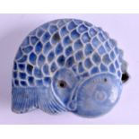 AN 18TH/19TH CENTURY CHINESE BLUE JOSS STICK HOLDER formed as a carp. 8 cm x 6.5 cm.