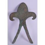 A CENTRAL ASIAN BRONZE AMULET. 20 cm x 10 cm.