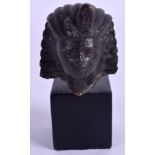 A GRAND TOUR BRONZE PHAROAH HEAD. 5 cm x 3.5 cm.