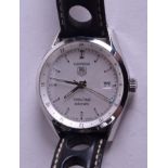 A TAGHEUER CARRERA TWIN TIME AUTOMATIC WRISTWATCH. 3.5 cm wide.