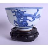 A CHINESE MING DYNASTY BLUE AND WHITE BOWL Wanli Mark and Period. 11.5 cm wide. (2)