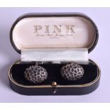 A PAIR OF SILVER CHRISTIAN DIOR SILVER CUFFLINKS.