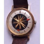 AN UNUSUAL VINTAGE MYSTERY INCABLOC SUNBURST WRISTWATCH. 3.25 cm wide.