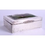 A FINE ANTIQUE CONTINENTAL SILVER AND REVERSE PAINTED ESSEX CRYSTAL BOX in the manner of Thomas Joh