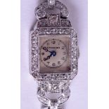 A 1940S CRUSADER PLATINUM AND DIAMOND LADIES COCKTAIL WATCH. 23 grams. 17 cm long.