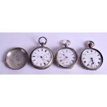 THREE ANTIQUE SILVER POCKET WATCHES. (3)