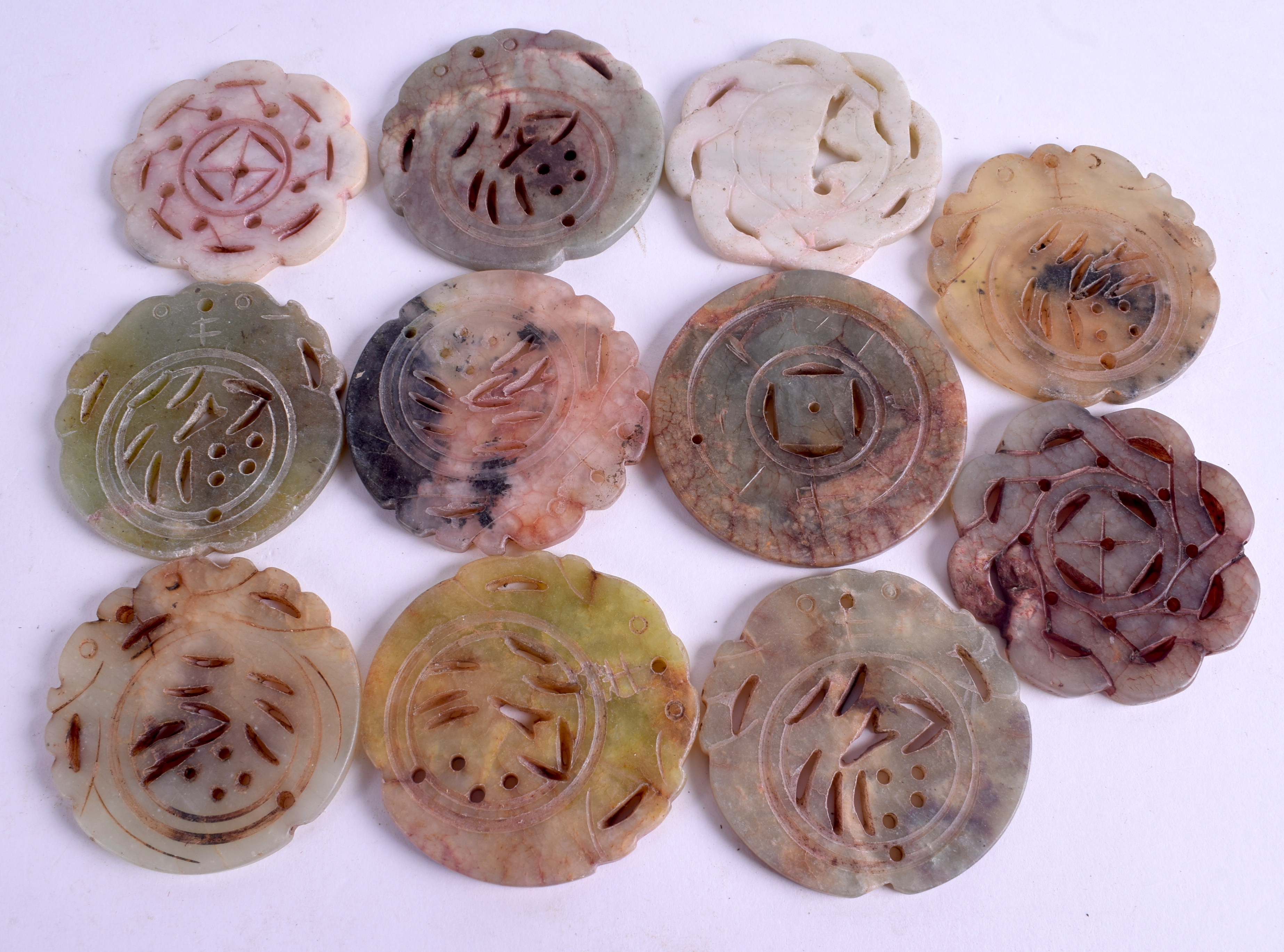 ELEVEN CHINESE JADE AND HARDSTONE DISCS. (11) - Image 2 of 2