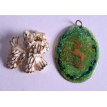 TWO ENAMEL PENDANTS. (2)