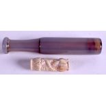 A CENTRAL ASIAN AGATE PIPE and another. (2)