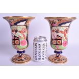 A GOOD PAIR 19TH CENTURY SPODE COPELAND GOBLET VASES painted with bright imari tones. 21 cm x 12 cm